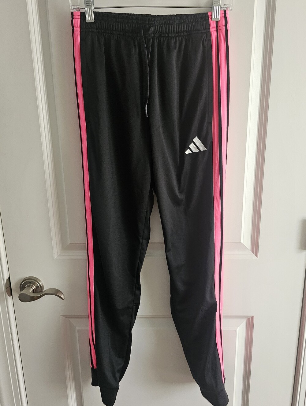 NWT ADIDAS Mens Regular Fit Black/Lucid Pink Athletic Pants - Size S